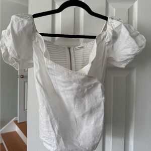 Reformation White Puff Sleeve Blouse